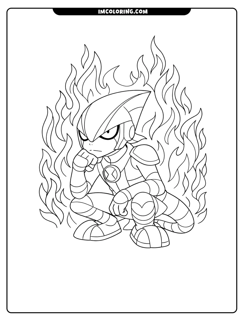 Simple line drawing of XLR8 surrounded by swirling flames