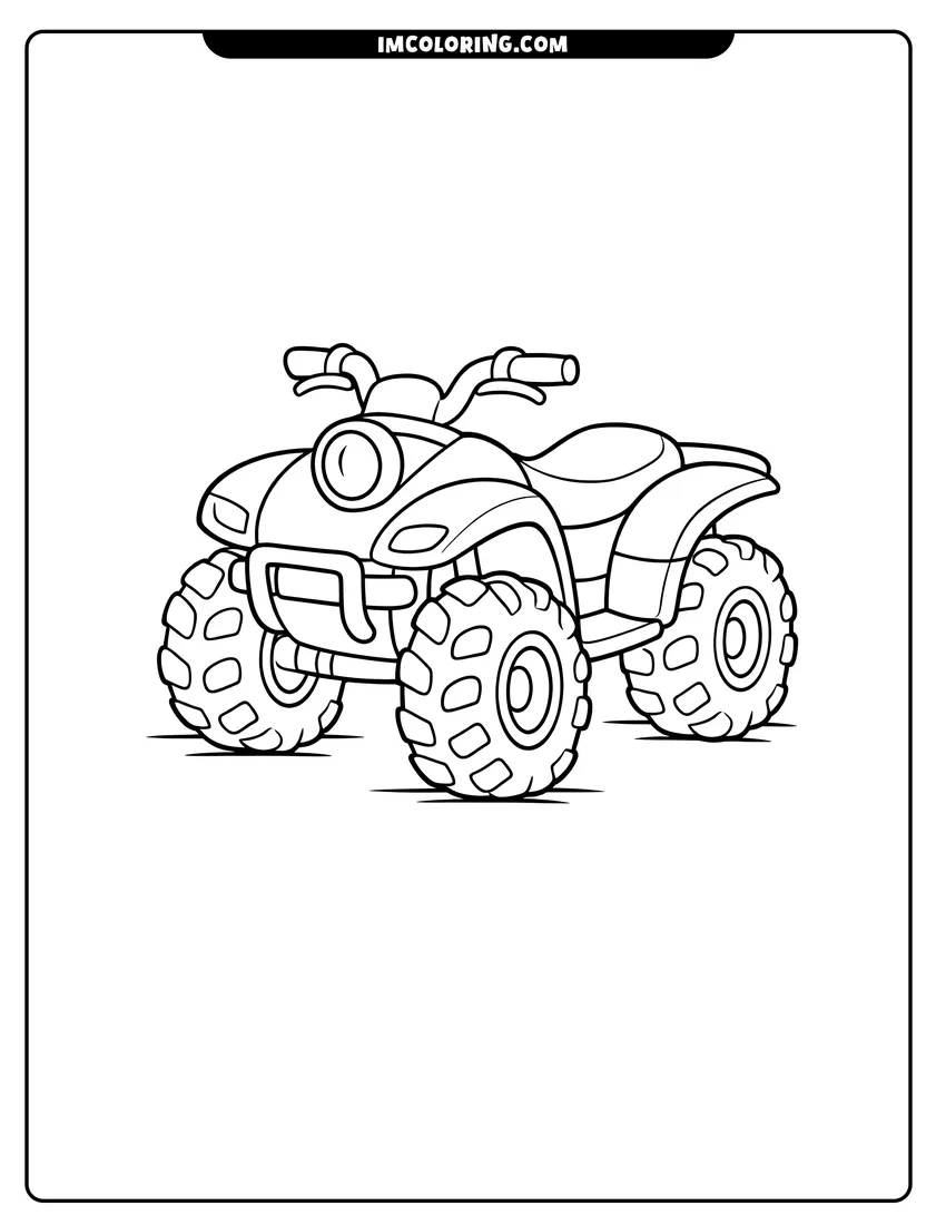 Outline of Simple and chunky four-wheeler ATV on a white background
