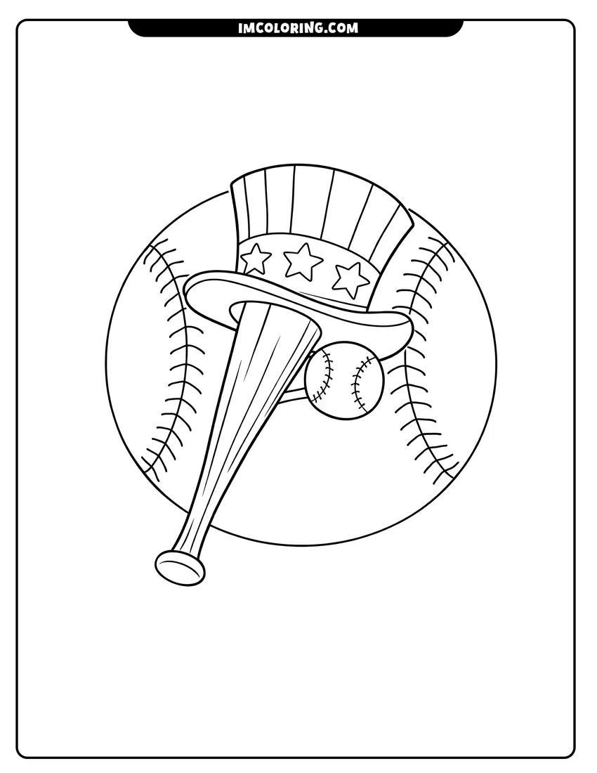 Printable New York Yankees baseball team logo coloring activity