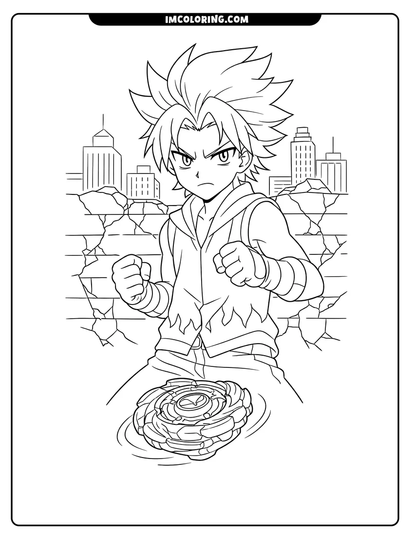 Easy-to-color Free De La Hoya standing before a city brick wall illustration