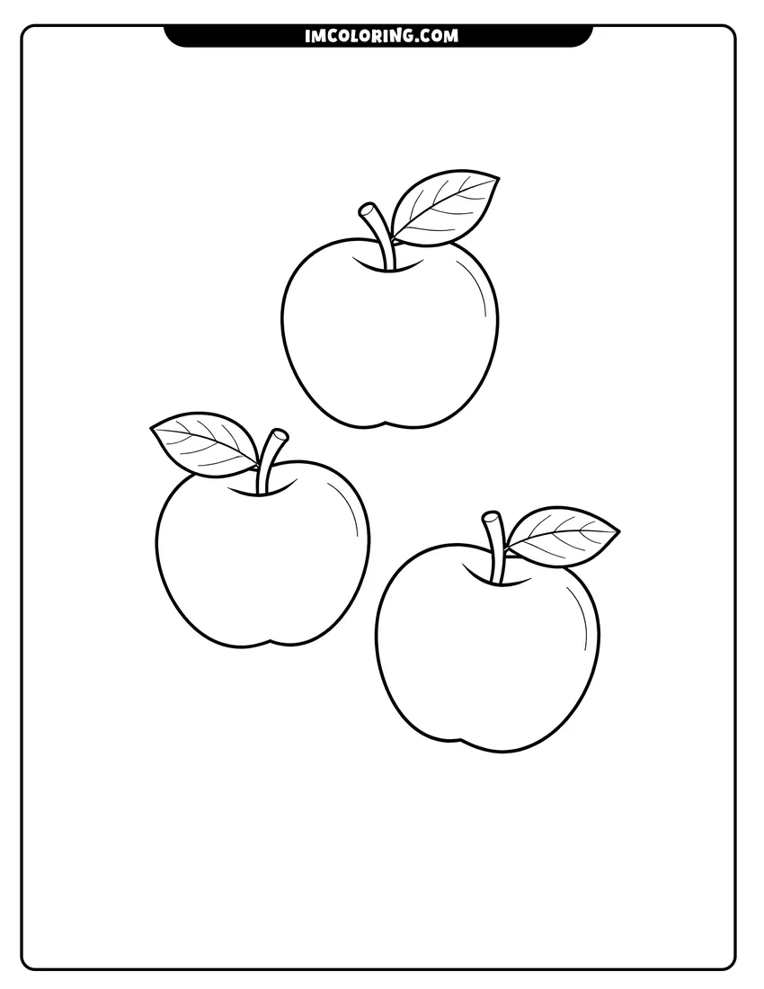 Printable outline of Three simple floating Apple outlines