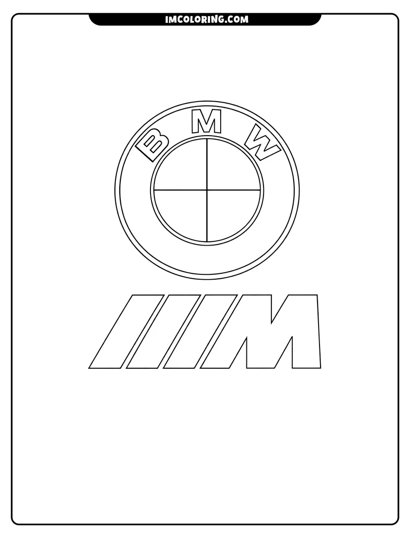 Simple line drawing of Classic Bmw roundel logo and M series logo