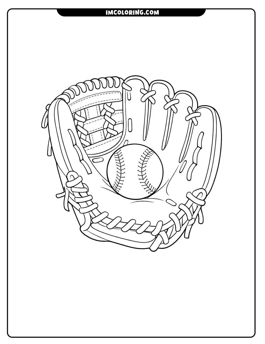 Easy-to-color Easy to color baseball glove and ball illustration