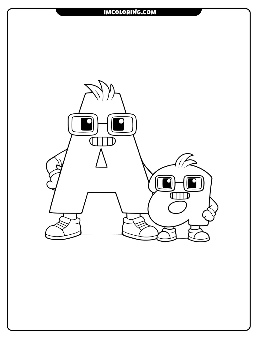 Simple line drawing of Alphabet Lore uppercase and lowercase letter A characters