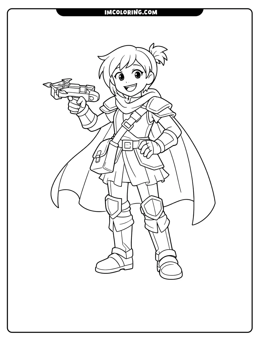 Line art depicting Marcy Wu in Newtopia Ranger armor