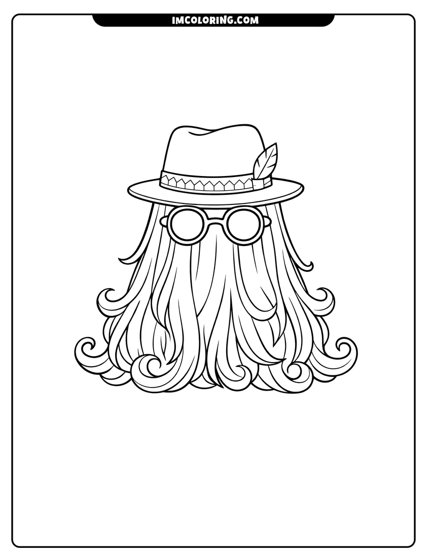 Kids activity sheet showing Chibi Cousin Itt wearing a fedora and round glasses
