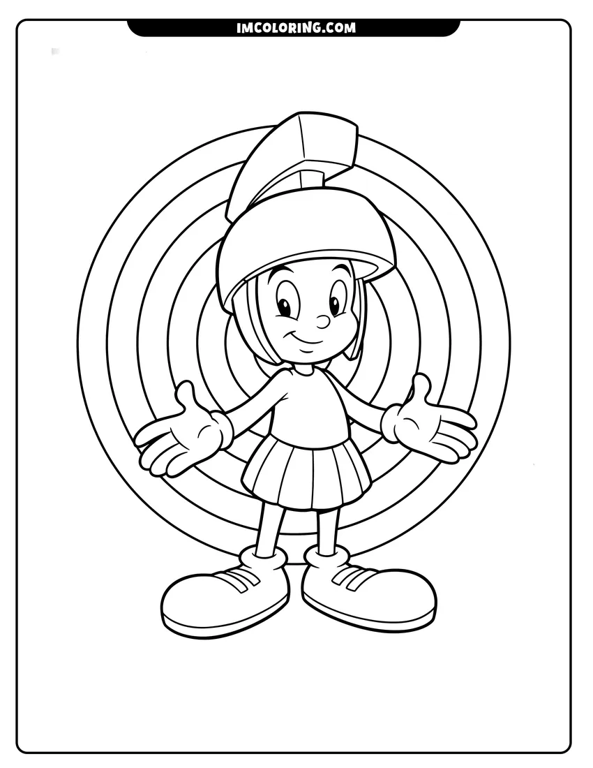 Marvin the Martian in a helmet and sneakers drawing meant for coloring