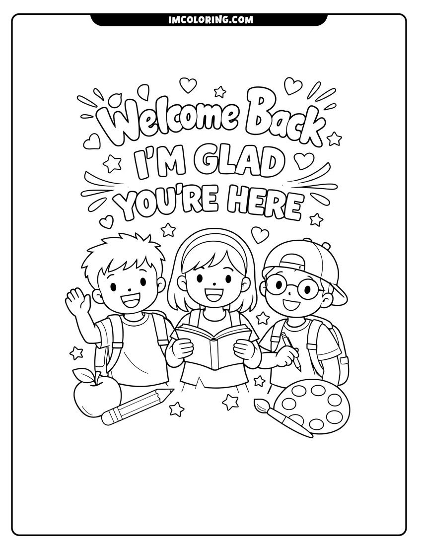 Illustration of Welcome back I am glad you are here text ready for painting