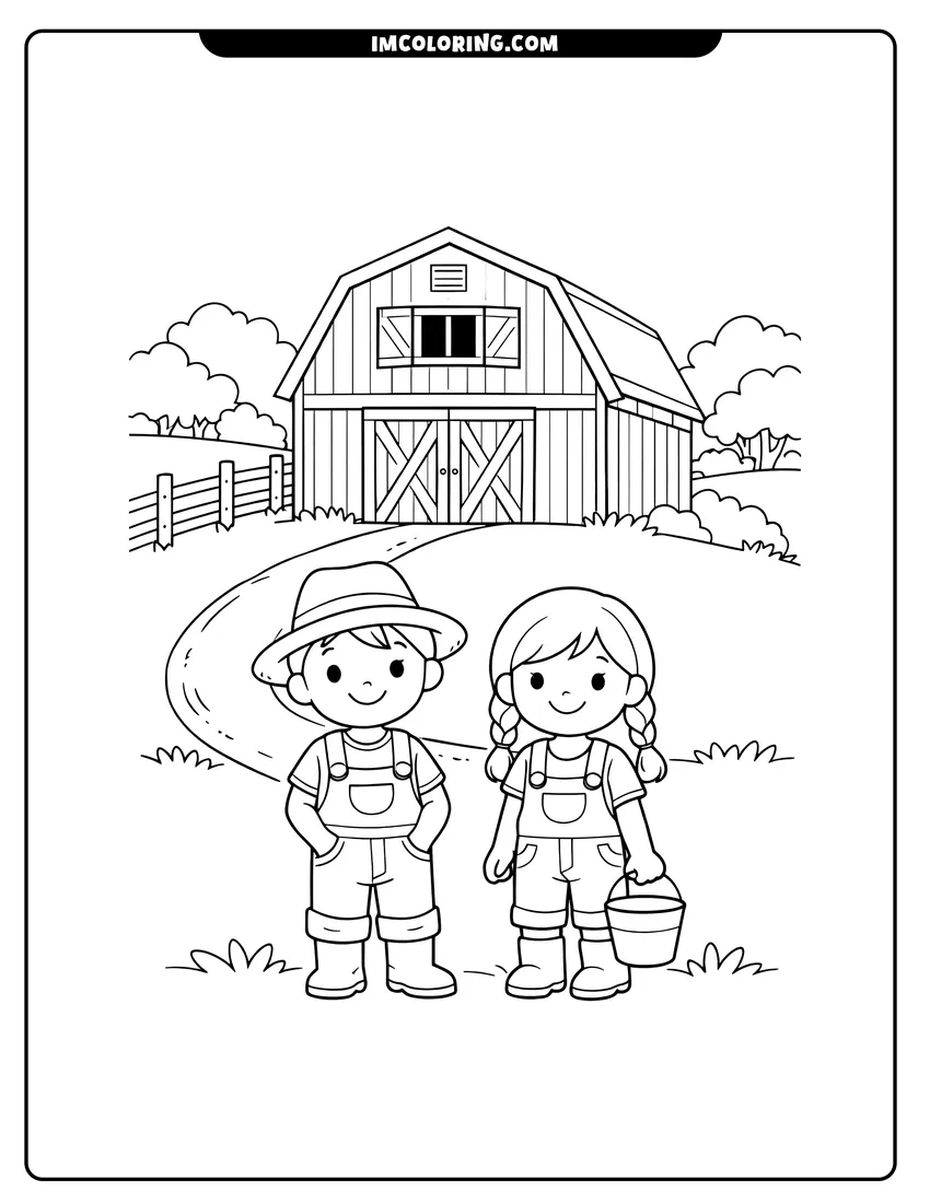 Illustration of Simple gambrel roof barn with wood siding ready for painting