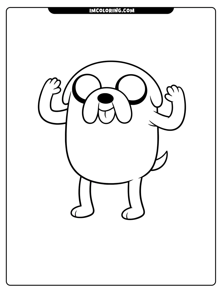 Coloring sheet of Simple drawing of Jake the Dog for kids