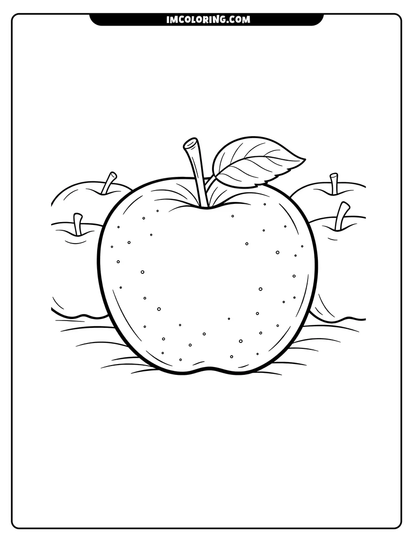 Outline of Golden Delicious Apple with speckles on a white background