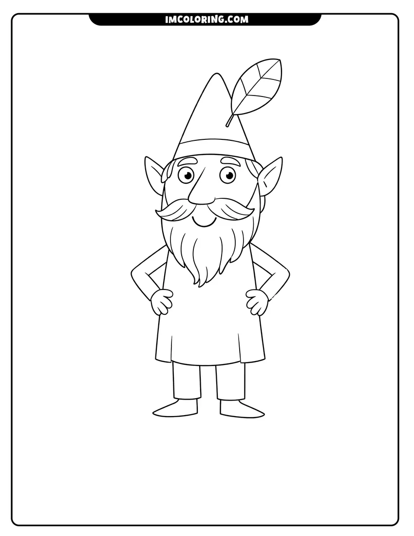 The Wise Old Elf with a long beard coloring page for preschoolers
