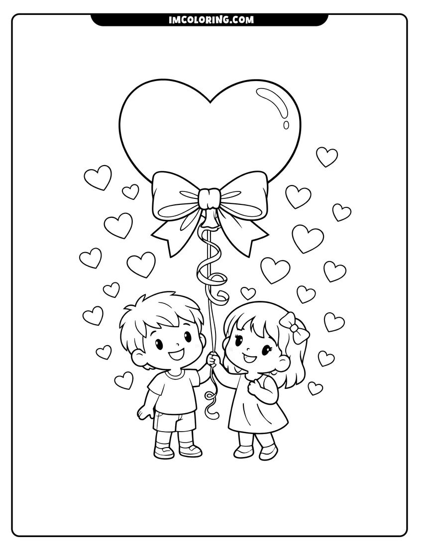 Simple line drawing of Large heart balloon for Valentine's Day